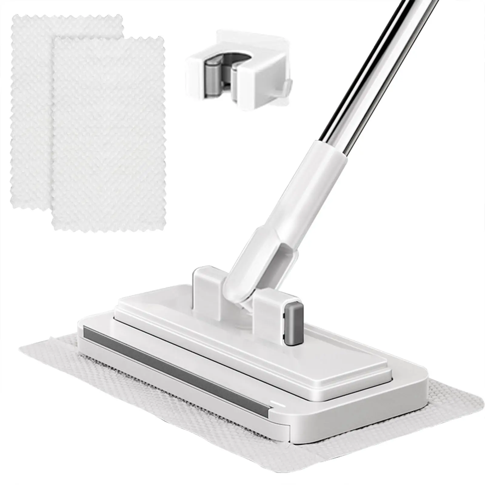 The 41-inch handle can be extended to 53 inches Mini  with  Handle ，Equipped with a 6.3 × 3.35-inch mop head， Zero-Touch Gap Dust Cleaner & Locking Head, Disposable Lazy Mop Wet and Dry for Kitchen Bathroom Toilet Corners Window Wall Cleaning