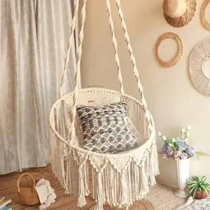 Trendy, boho ceiling hanging hammock chair