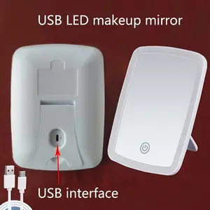 LED Makeup Mirror with Touch Sensor, Pocket Mirror, Travel Vanity Mirror in 3 Lighting Modes - White, Daylight and Warm Light, Adjustable Brightness, Portable Folding Desktop Cosmetic Mirror with USB Charging, Compact for Travel, Beauty Companion