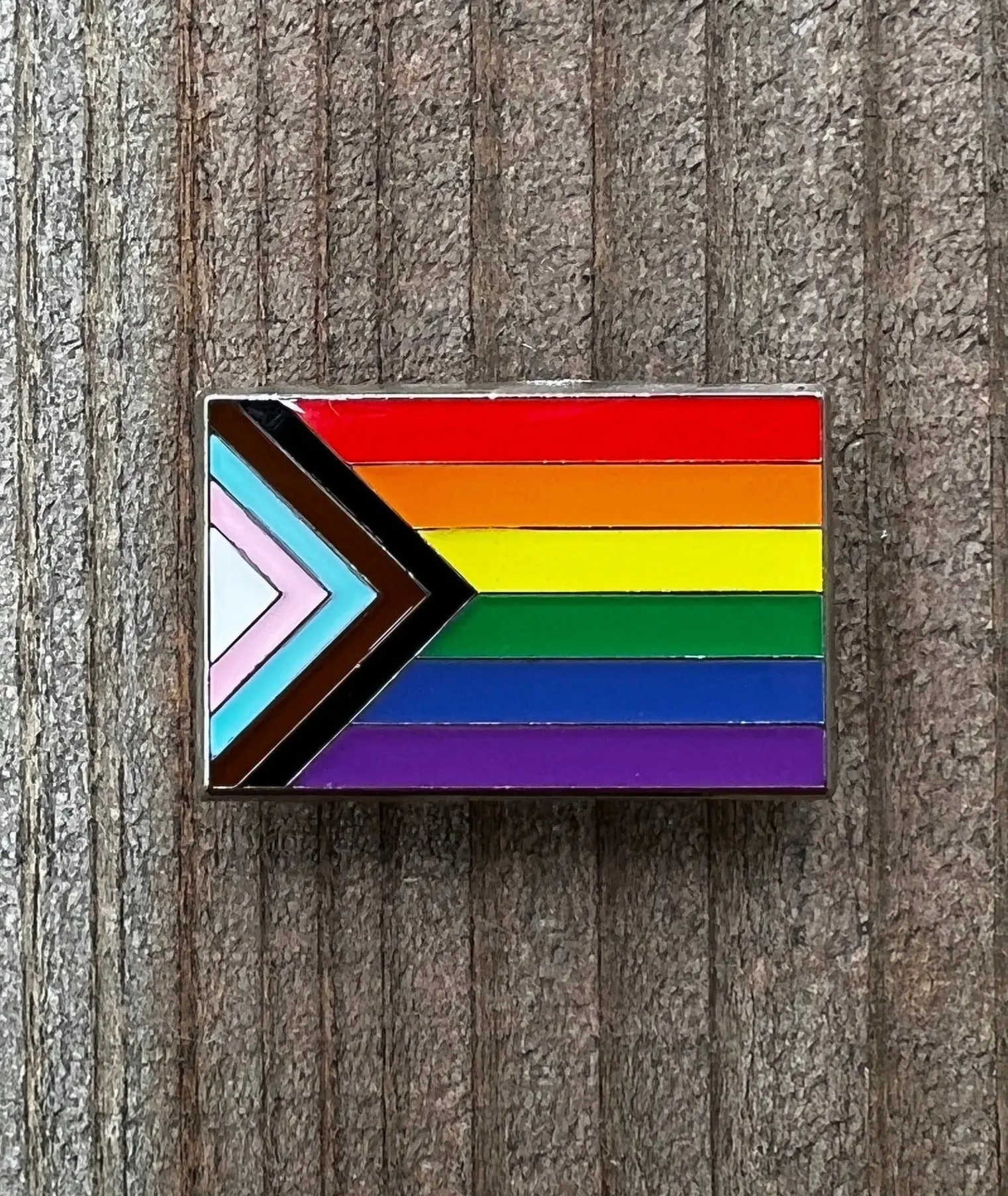 Progress Pride Flag Magnetic Pin 1" - Magnetic Backing