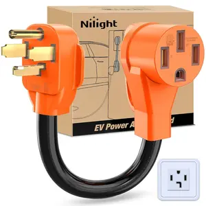 Nilight EV Adapter Cord 30 Amp to 50 Amp 4 Prong Pure Copper New Dryer Outlet to EV Plug Conversion Heavy Duty 10 Gauge Wire Nema 14-30P to 14-50R 30M/50F for Level 2 EVs Using rv extension