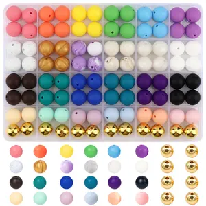 96pcs Colorful Silicone Bead Kit, DIY Pen Bracelet Keychain Necklace Making, Craft Supplies for Jewelry Making, Bulk Pack, DIY Beads
