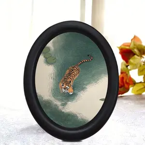 Watercolor Tiger Lotus Wall Decor, Artwork For Walls, Traditional Chinese Living Room Art, Creative New Style Wall Decoration, Zen Aesthetic Home Accent