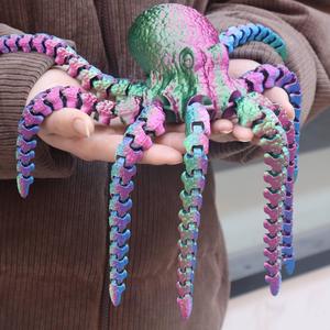3d printed octopus design ornament, 1 count colorful joint movable octopus statue, home decor for living room, bedroom, party decoration, modern home decoration