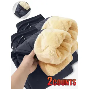 Men's 2-pack Winter Thick Lamb Fleece Warm Cotton Pants Loose ankle binding windproof and cold proof casual sports sweatpants Oversized and plush thick outdoor commuting warm pants