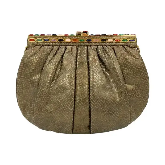 Pre-owned JUDITH LEIBER Snakeskin Clutches & Wristlets Leiber Bronze Clutch