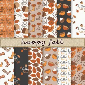 24 Sheets Fall  Paper Maple Leaves Boots Scrapbook Specialty Paper Double Sided Decorative Craft Paper For Autumn DIY Background Card Making Photo Album Journal Decor, 6 x 6 Inch