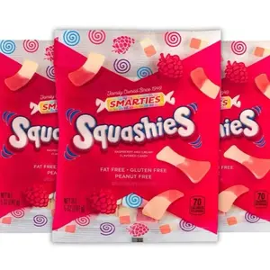 Smarties Squashies Candies  ( Pack of 3 ), Raspberry and Cream Flavored Marshmallow Soft Foam Gummies snack