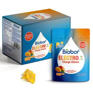 Biobor Electrolyte Charge Chews (6 Bags), Mango Hydration Gummy Vitamins B6 B12 Potassium, Non-GMO Energy Support 288g Total