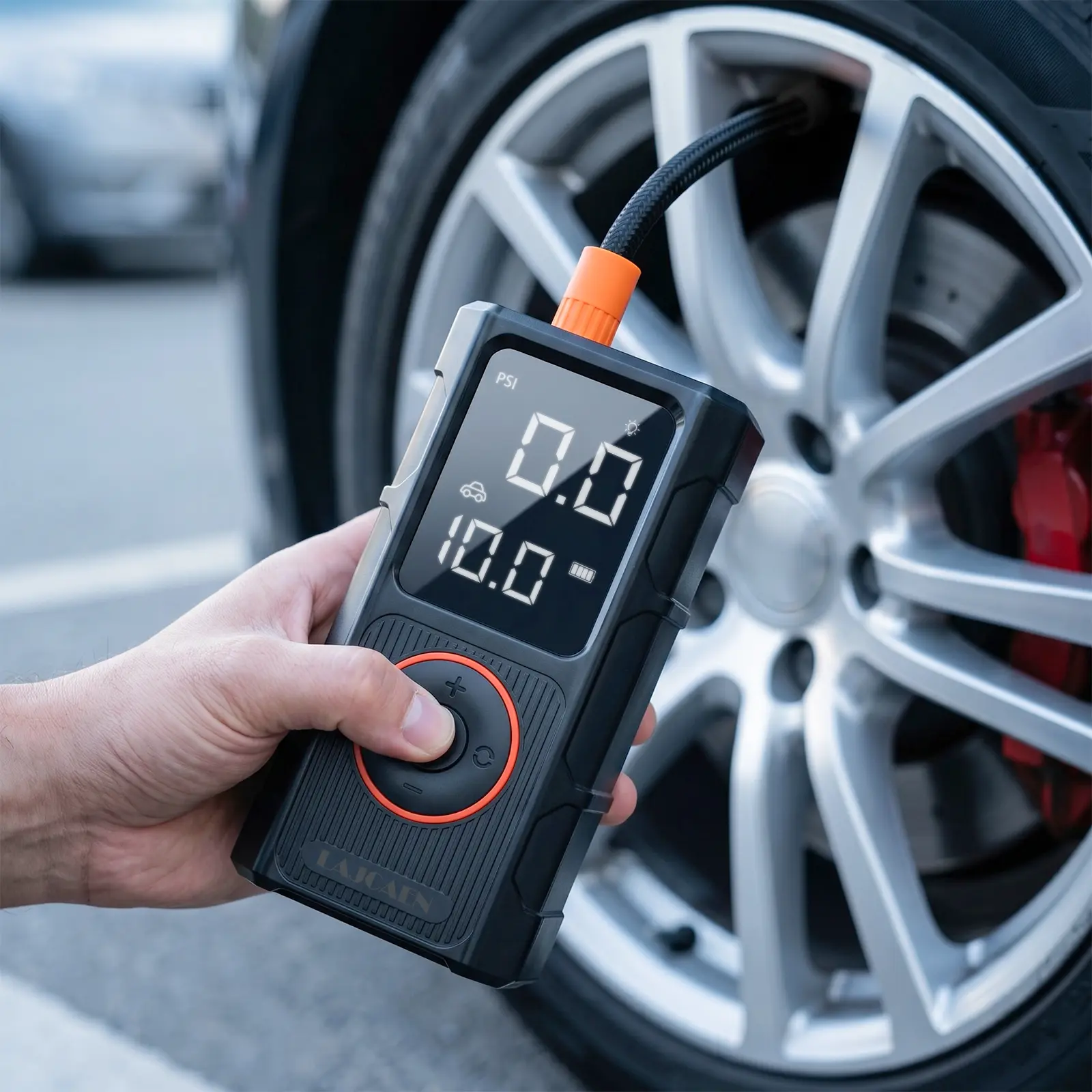 Handheld Portable Wireless Automotive Tire Inflator - Large Capacity Battery, Fast Inflate, Pressure Read, Multi Safety Protection, Tire Fill Auto Air Compressor for Cars/Bikes & Inflatables