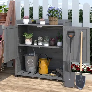 Wooden Potting Bench with Adjustable Shelf - Outdoor Garden Work Table with Metal Top for Planting (Patio/Lawn)