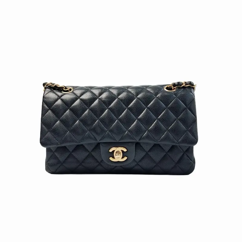 Pre-owned CHANEL leather Shoulder Bags caviar black medium shoulder bag