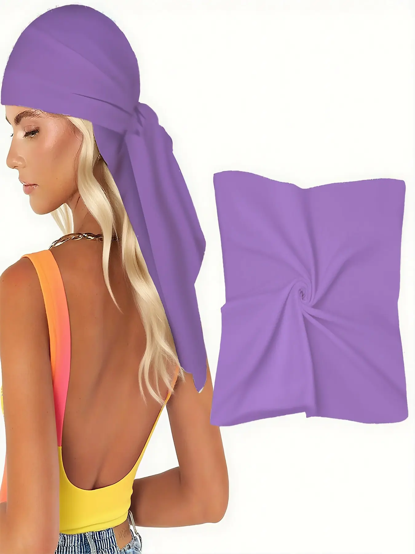 Scarf for Hair, Head, Neck and Handbag- Scarves for Women with solid lavender color, Versatile Shawl in minimalist plain - style, Perfect as a Bandana for casual days, evening outings, or street - fashion looks