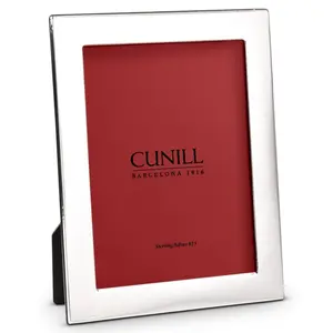Cunill Sterling Silver Picture Frame, Plain 5x7 925 Silver Frame, Two Way Tabletop Easel, Mahogany Wood Back, Gift for Weddings, Anniversaries, Graduations, Special Moments, Fits 5" x 7" Photo, Packaged In Custom Cunill Gift Box Decor Room