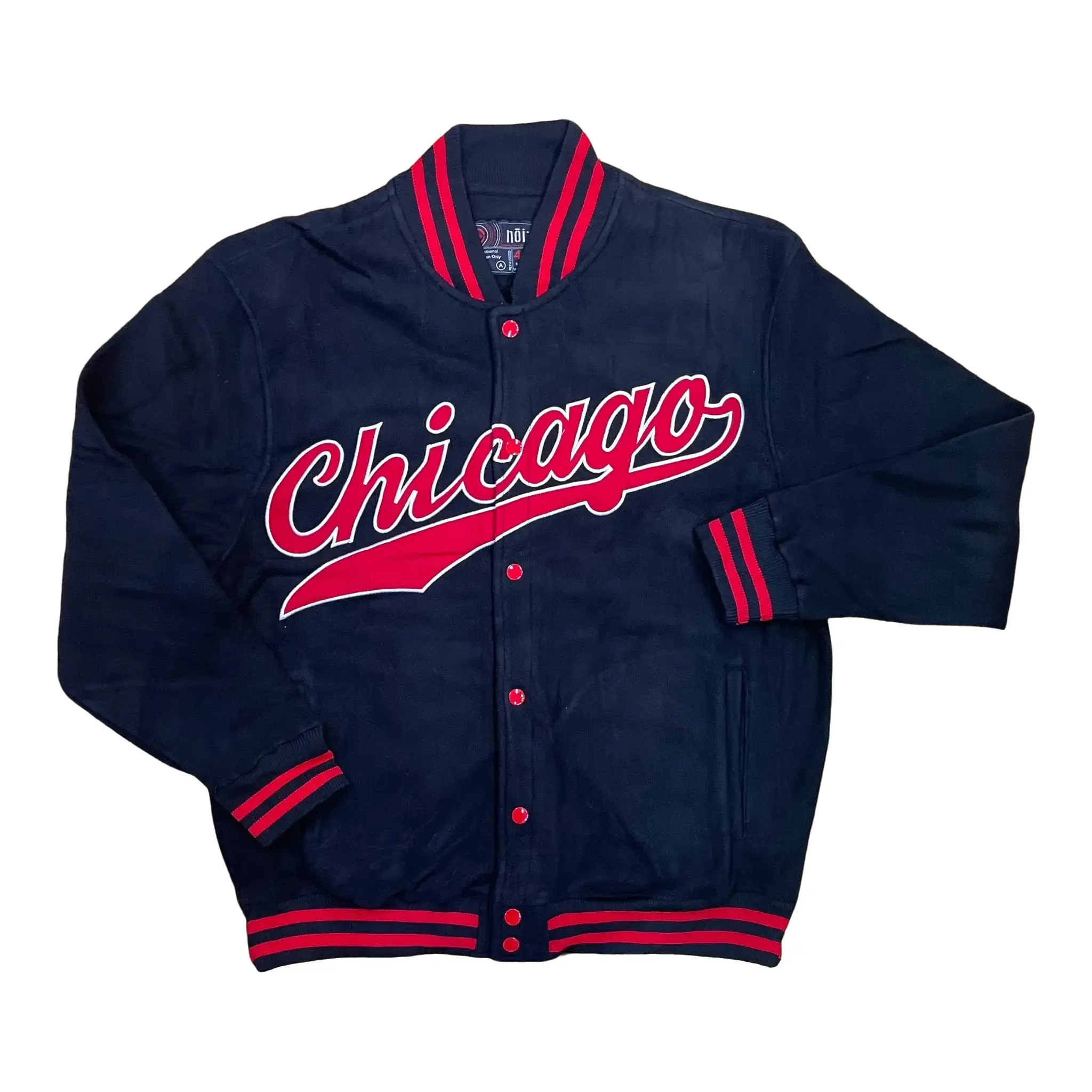 JK533 - Chicago 2 Tone Varsity Jacket (Black/Red) Menswear Coats ...