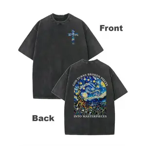 Men's Retro Washed Oversize T-Shirt Double Sided Printed, Christian Gift, Cotton Heavyweight Top, Suitable for Seasons, Street Style