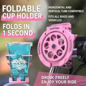 Foldable Cup Holder for E-Bikes & Motorcycles | Adjustable Handlebar Drink & Bottle Holder | Portable Beverage Rack