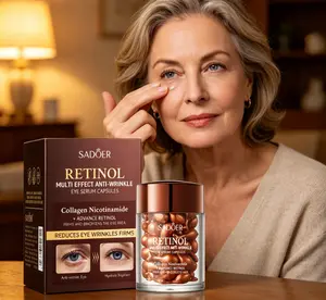 SADOER 45-Piece Retinol Eye Serum Capsules with Collagen & Niacinamide - Multi-Effect Moisturizing for Dry Skin, Hypoallergenic, Daily Use, Anti-Wrinkle, Hydrate