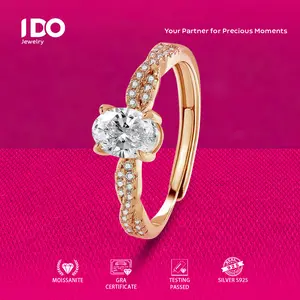 [Live Sale] R232 Platinum Moissanite 1Ct Princess Round Ring I DO Jewelry Women Accessories Elegant Beautiful Luxury Adjustable Beautiful and Luxurious No Fade No Rust with 1 Year Guarantee Passed Diamond Selector
