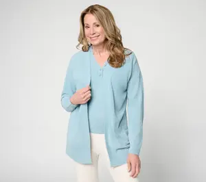 Barefoot Dreams Regular CozyChic Ultra Lite Placed Stitch Cardigan