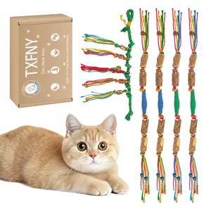 TxfnY Cat Toys Chew Ropes 5Pcs, Safe Teeth Cleaning Toy for Indoor Kittens, Interactive Kitty Toys Wood cat stuff cat toys