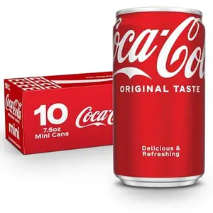 Coca-Cola Original Taste Mini Cans 7.5 fl oz 10 Pack Refreshing Fruit Soda Drink for Meals On-the-Go Beverage Perfect for Any Time