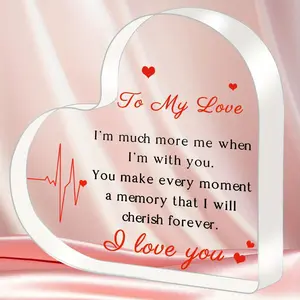 Acrylic Heart Shaped Ornament, Creative Heart Shaped Desktop Decoration, Desktop Decoration for Home Office, Gift for Boyfriend, Girlfriend, Novelty Desk Decor