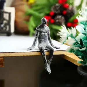 1pc Cast Iron Vintage Seated Human Statue Ornament, Home Desktop Decor, Counter, Window Shelf, Bar, Bookshelf Decoration