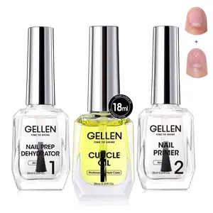 Gellen Nail Dehydrator & Primer + Cuticle Oil 18ML – Professional Nail Prep Kit Base Coat Gift