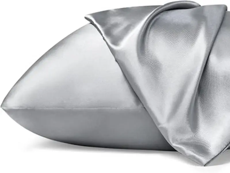 Satin Pillowcases for Hair and Skin - Queen Size 20x30 in Silver Grey Silky Set of 2 with Envelope Closure, Side Sleeper Wrinkle Solutions, Silk-Like Bedding Gifts for Women