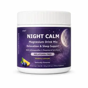 NIGHT CALM Melatonin-Free Magnesium Drink Mix, Blueberry Lemonade, Sleep & Relaxation Support with L-Theanine, Ashwagandha, Tart Cherry, 20 Servings