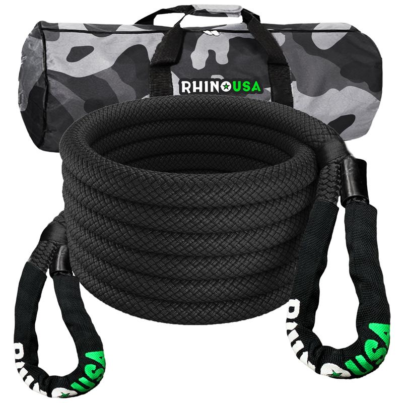 Rhino USA Kinetic Recovery Tow Rope Heavy Duty Offroad Snatch Strap for UTV, ATV, Truck, Car, Tractor - Ultimate Elastic Straps Towing Gear