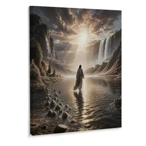 Sanctum Home Jesus The Virgin Mary  Canvas Wall Art Christian Wall Decor Jesus Painting Picture Poster Religious Prints Artwork For Living Room Bedroom Prayer Room Church 24×32 Framed Frameless