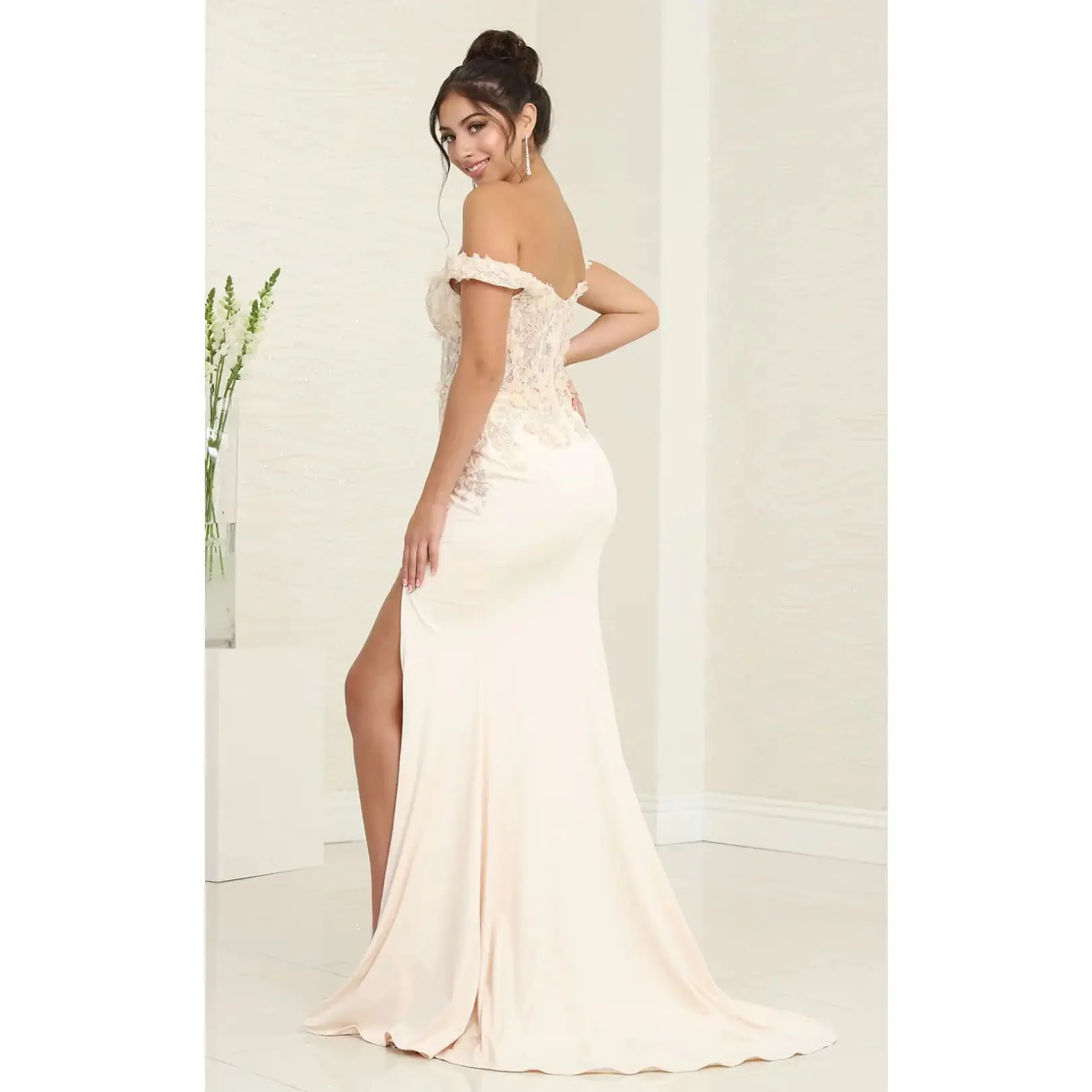 Champagne Wedding Dress Long Bridal Gown and Plus Size By RQ8110