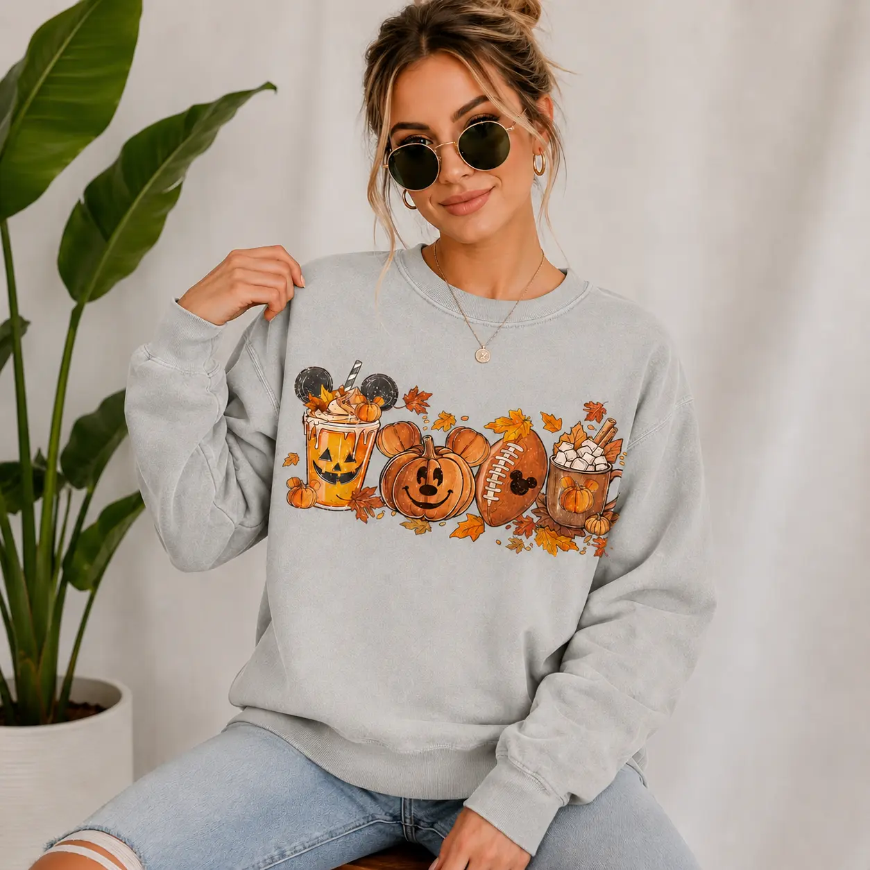 Autumn Pumpkin Football Sweatshirt for Women, Cute Fall Graphic Crewneck, Pumpkin Spice Hot Cocoa Shirt, Cozy Thanksgiving Game Day Outfit, Halloween Fall Gift