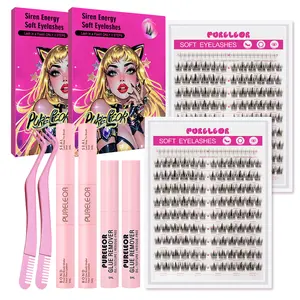 Cluster Lash Kit with Bottom Eyelashes Fairy Individual Lashes D Curl Natural Eyelash Extensions 10-16mm DIY at home