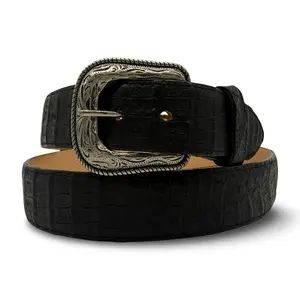 Ranch Style Black Croc Belt