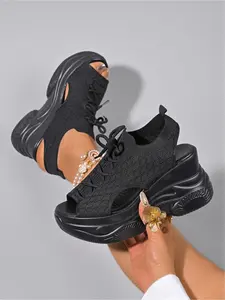 Women's Summer Fashion Wedge Platform Sandals, Lightweight Comfortable Soft Sole Breathable Outdoor Beach Shoes, Commuting Casual Sandals