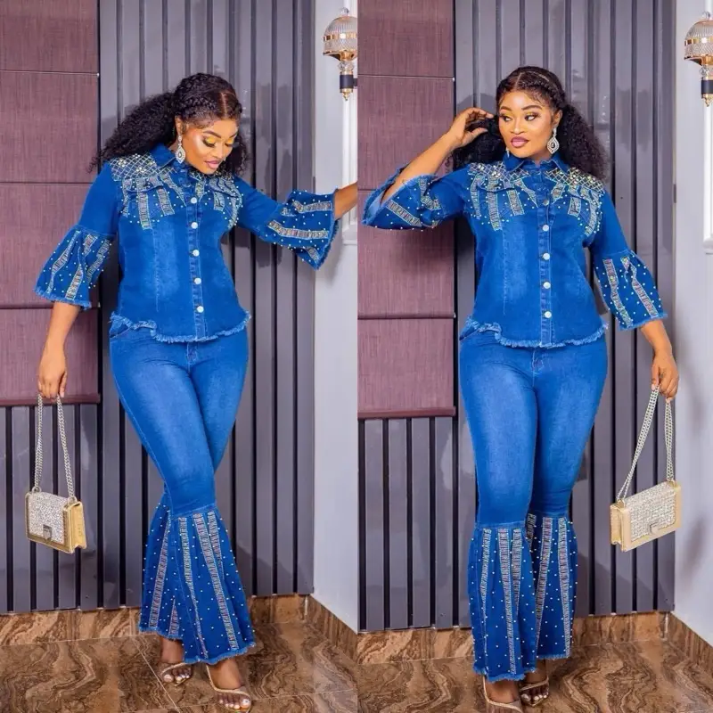 Turkey 2 Piece Outfit Set - Blue Jeans and Too Matching Outfit, Ideal for Casual Wear Comfort Womenswear Comfortable Clothing Everyday Elegance Statem