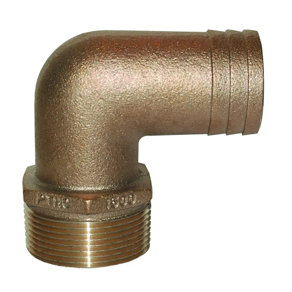 Groco C83600 Bronze 90° Elbow Pipe-to-Hose Fitting, 1.5 in. NPT Male Threads x 1.5 in. ID, UL Listed 647B, Standard Flow, NSF-61 Not Compliant, Npt Threads, C83600 Bronze Fittings, 1.5 In. Npt X 1.5 In.
