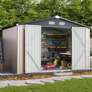 Outdoor Metal Storage Shed with Base Kit - Garden Tool Storage, Bike Shed, Outdoor,Backyard Organizer - Weather Resistant Utility Shed