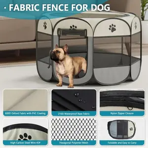 Portable pet enclosure, foldable dog enclosure, pet exercise pen tent, cat house, indoor and outdoor travel camping enclosure for puppies and kittens, outdoor pet activity enclosure