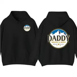 Daddy Needs a Beer Hoodie for Men Funny Dad Graphic Hoodie Brewed in USA Vintage Style Pullover Gift for Father Husband Birthday Christmas