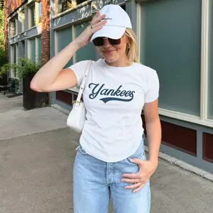 Yankees Shirt, Retro Style Baseball Graphic Baby Tee, Women Baseball Shirt, Vintage Fan Tee