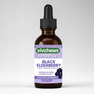 Vivchews Vegan Liquid Black Elderberry – Natural Immune Support, 500mg Black Elderberry Extract 10:1 (Sambucus Nigra), Third-Party Tested, Alcohol-Free, Non-GMO, No Artificial Colors, Flavors or Sweeteners, 2-Month Supply