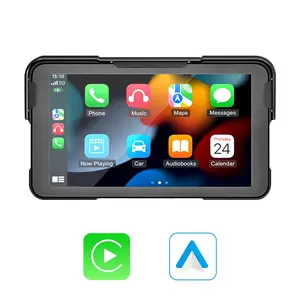 Venbes Motorcycle GPS Navigation Carplay Screen, 5 Inch Touchscreen Display, Wireless Carplay & Android Auto, Bluetooth-compatible Compatible, Ip67 Waterproof Design