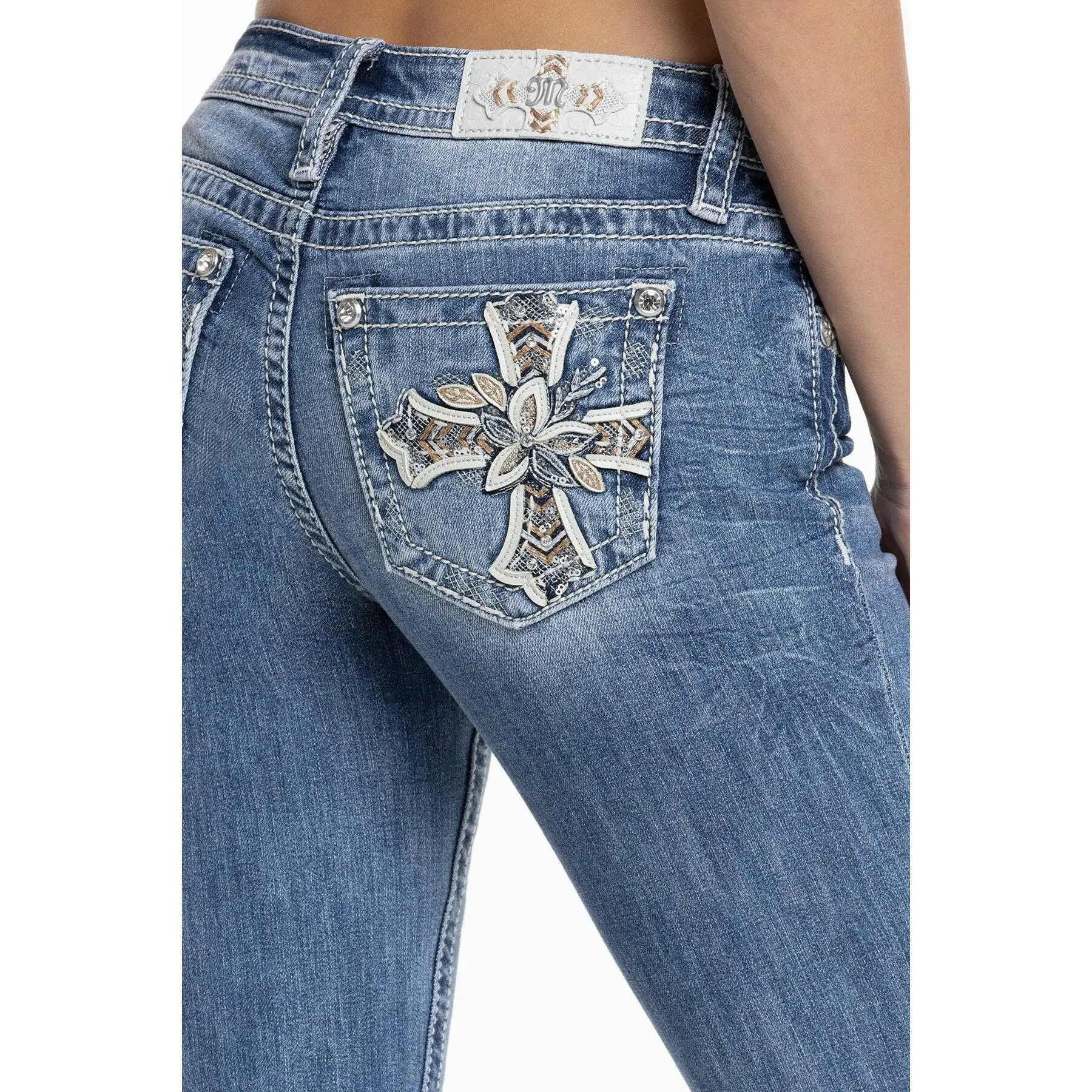 MissMe Elora Cross Bootcut Jeans - High-Waisted, Versatile Style, Comfortable Fit, Ideal for Everyday Wear MissMe Elora Cross Bootcut Jeans - High-Waisted, Versatile Style, Comfortable Fit, Ideal for Everyday Wear