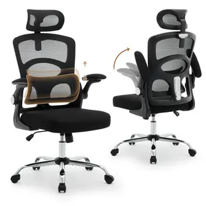 1PCS Office Chair Ergonomic Desk Chair - Home Mesh Office Desk Chair with Wheels, High-Back Computer Gaming Chair with Adjustable Headrest, Rolling Swivel Task Chairs for Home, Office, Gaming Room, Black