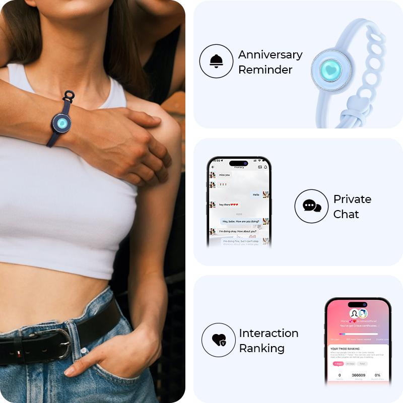 totwoo Candy Original Long Distance Touch Bracelets Functional Love Connect Gift For Boyfriend or Girlfriend or your Familay