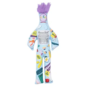 Dammit Dolls The Desk Job Doll - Stress Relief Gag Gift for Office Life with Playful Design and All-over Print Featuring Broken Keyboards and Stopped Clocks